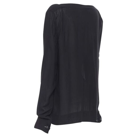Pre Loved The Row Vintage Silk Blouse Boat Neck Long Sleeve Women black | black - Picture 6 of 6